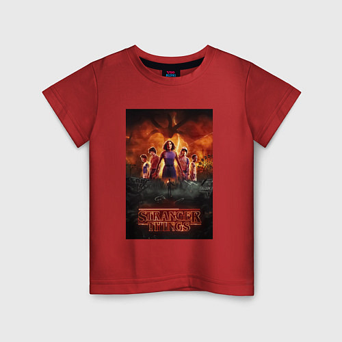 Детская футболка Очень странные дела, персонажи / Красный – фото 1