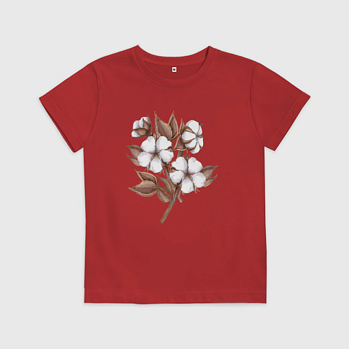 Детская футболка Цветы хлопка в букете / Красный – фото 1