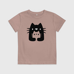 Футболка хлопковая детская Cats Family, цвет: пыльно-розовый