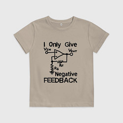 Футболка хлопковая детская Инженер - I only give negative feedback, цвет: миндальный
