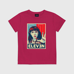 Футболка хлопковая детская Stranger Things Eleven, цвет: маджента
