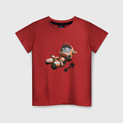 Футболка хлопковая детская Падающий робот с логотипом, цвет: красный
