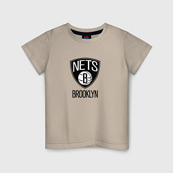 Футболка хлопковая детская Бруклин Нетс NBA, цвет: миндальный
