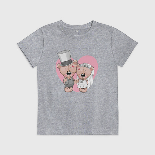 Детская футболка Молодожены медвежата / Меланж – фото 1
