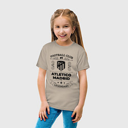 Футболка хлопковая детская Atletico Madrid: Football Club Number 1 Legendary, цвет: миндальный — фото 2