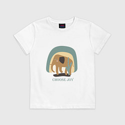 Футболка хлопковая детская CHOOSE THE JOY OF THE ELEPHANT, цвет: белый
