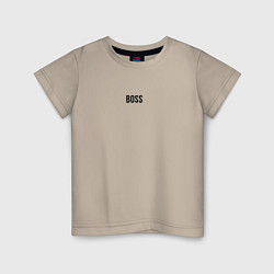 Футболка хлопковая детская Boss Black Text, цвет: миндальный