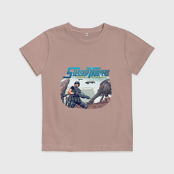 Футболка хлопковая детская Starship Troopers высадка десанта, цвет: пыльно-розовый