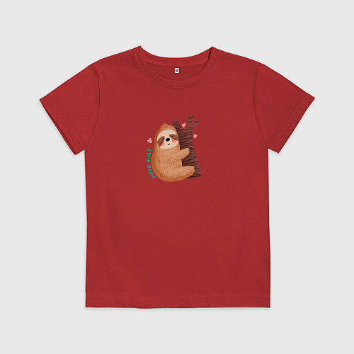 Детская футболка Ленивец и обнимашки / Красный – фото 1