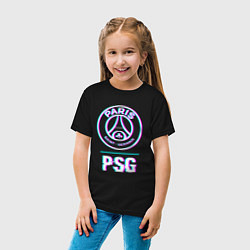Футболка хлопковая детская PSG FC в стиле Glitch, цвет: черный — фото 2