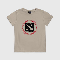 Футболка хлопковая детская Символ Dota и красная краска вокруг, цвет: миндальный