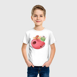 Футболка хлопковая детская Червяк в яблоке, цвет: белый — фото 2