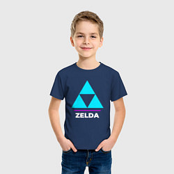 Футболка хлопковая детская Символ Zelda в неоновых цветах, цвет: тёмно-синий — фото 2