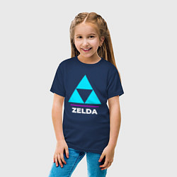 Футболка хлопковая детская Символ Zelda в неоновых цветах, цвет: тёмно-синий — фото 2