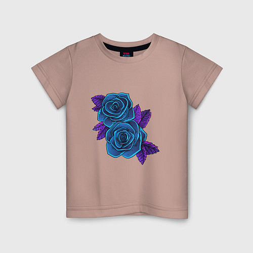 Детская футболка Синие розы ночью / Пыльно-розовый – фото 1