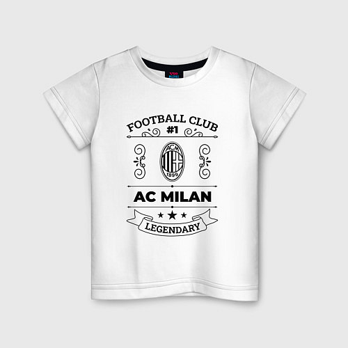 Детская футболка AC Milan: Football Club Number 1 Legendary / Белый – фото 1