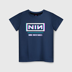 Футболка хлопковая детская Nine Inch Nails Glitch Rock, цвет: тёмно-синий