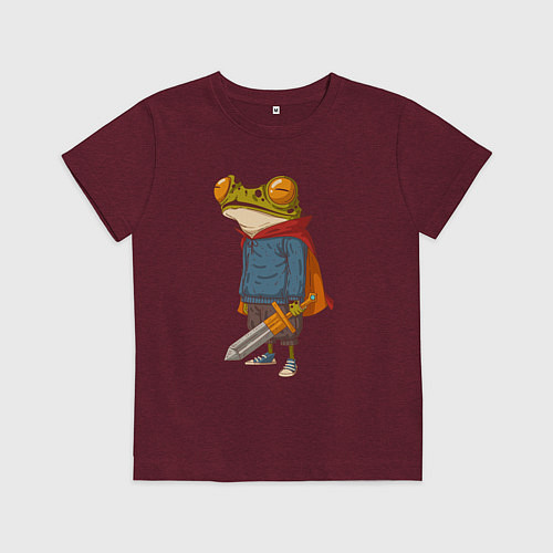 Детская футболка Лягушачий прЫнц / Меланж-бордовый – фото 1