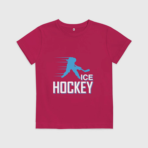 Детская футболка Хоккей Силуэт спортсмена / Маджента – фото 1