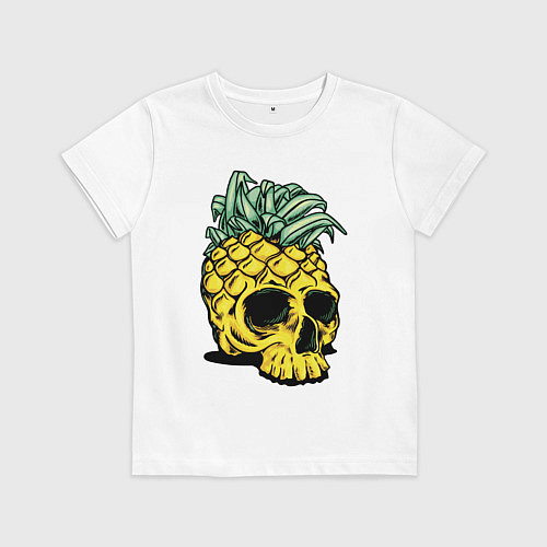 Детская футболка Череп-ананас Лето / Белый – фото 1