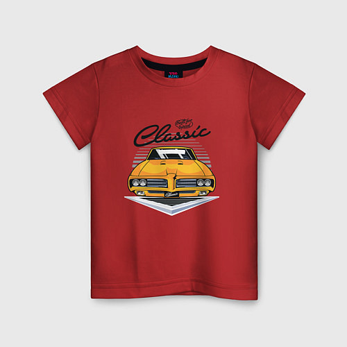 Детская футболка Желтая классическая машина retro / Красный – фото 1
