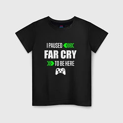 Футболка хлопковая детская I Paused Far Cry To Be Here с зелеными стрелками, цвет: черный