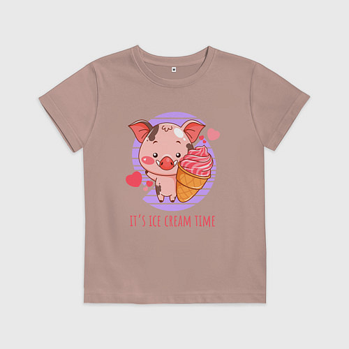 Детская футболка Время мороженого / Пыльно-розовый – фото 1