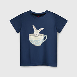Футболка хлопковая детская Кролик в чашке, цвет: тёмно-синий