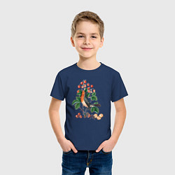 Футболка хлопковая детская European Robin and Wild Strawberry Дрозд и клубник, цвет: тёмно-синий — фото 2