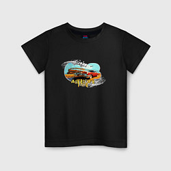Футболка хлопковая детская Adventure time ретро авто, цвет: черный