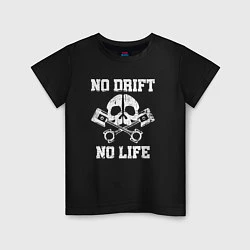 Футболка хлопковая детская No Drift No Life, цвет: черный