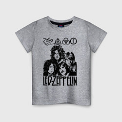 Футболка хлопковая детская Led Zeppelin Black, цвет: меланж