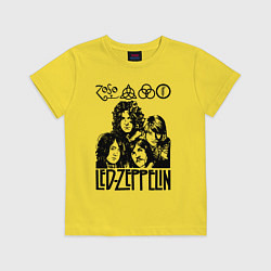 Футболка хлопковая детская Led Zeppelin Black, цвет: желтый