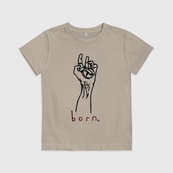 Футболка хлопковая детская Half life - born, цвет: миндальный