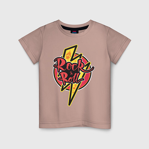Детская футболка Рок-Н-Ролл Молния / Пыльно-розовый – фото 1