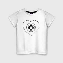 Футболка хлопковая детская Лого Borussia в сердечке, цвет: белый