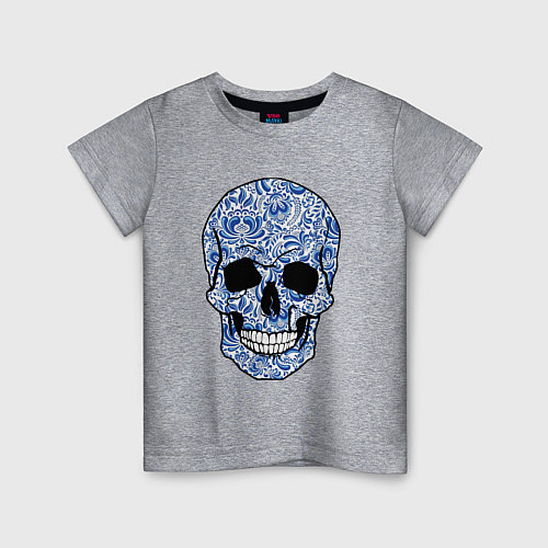 Детская футболка Skull gzhel / Меланж – фото 1