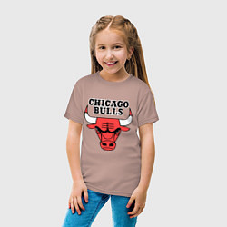 Футболка хлопковая детская Chicago Bulls цвета пыльно-розовый — фото 2
