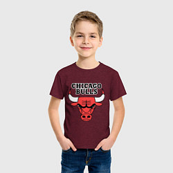 Футболка хлопковая детская Chicago Bulls, цвет: меланж-бордовый — фото 2