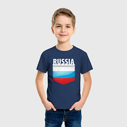 Футболка хлопковая детская Russia Триколор России, цвет: тёмно-синий — фото 2