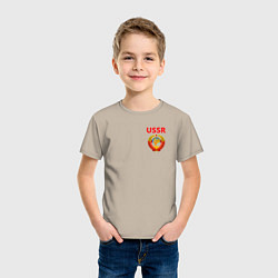 Футболка хлопковая детская USSR логотип, цвет: миндальный — фото 2