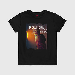 Футболка хлопковая детская STRAY FOLLOW MEOW, цвет: черный