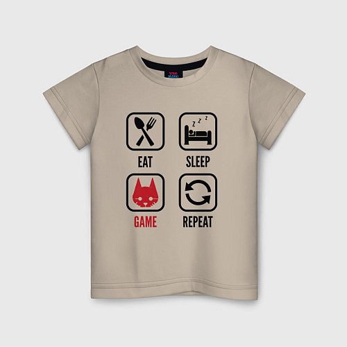Детская футболка Eat - Sleep - Stray - Repeat / Миндальный – фото 1