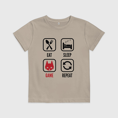 Детская футболка Eat - Sleep - Stray - Repeat / Миндальный – фото 1