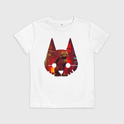 Футболка хлопковая детская Кот из игры Stray, цвет: белый