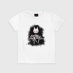 Детская футболка Stray мелками на черном фоне