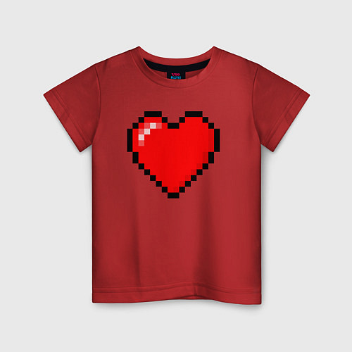 Детская футболка Пиксельное сердце-здоровье - Красный / Красный – фото 1