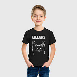 Футболка хлопковая детская The Killers рок кот, цвет: черный — фото 2