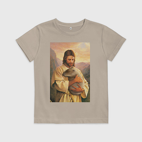 Детская футболка Иисус и капибара / Миндальный – фото 1