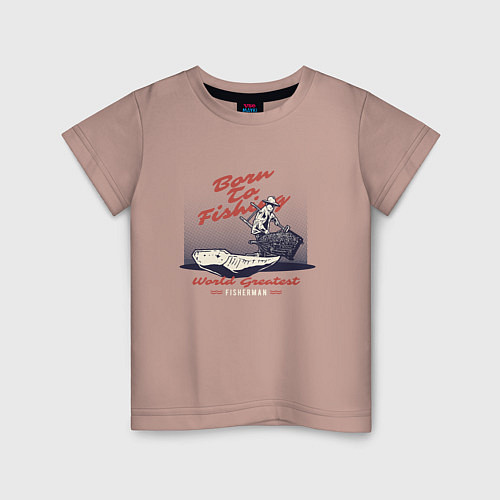 Детская футболка Рожден рыбаком / Пыльно-розовый – фото 1